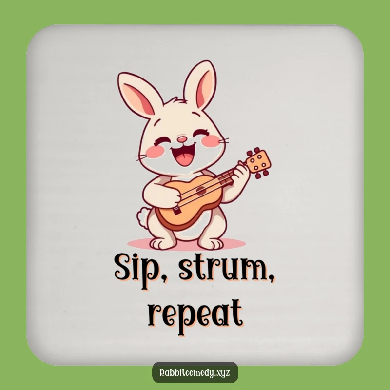 Funny Happy Rabbit Ukulele Coaster: Protect Surfaces with Music