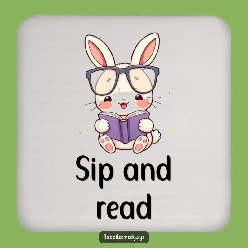 Funny Kawaii Rabbit Glasses Coaster: Humorous Reader Protection - Gift!