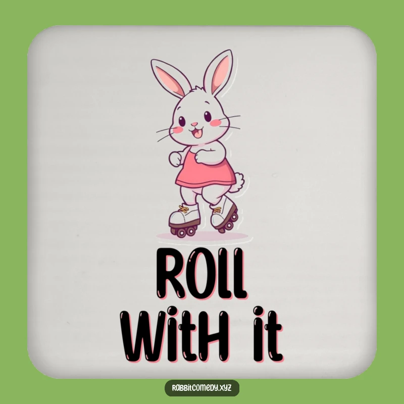 Funny Roller Skate Rabbit Drink Coaster: Protect Surfaces with Style