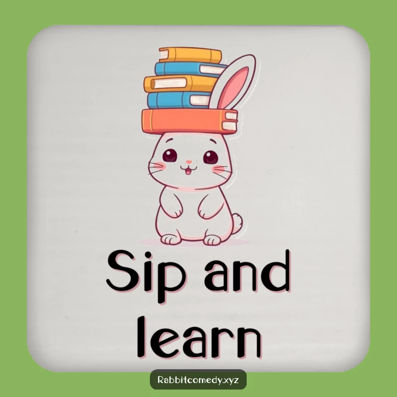 Funny Bookworm Rabbit Coaster: Protect Surfaces with Smarts, A Hilarious Funny Gift!