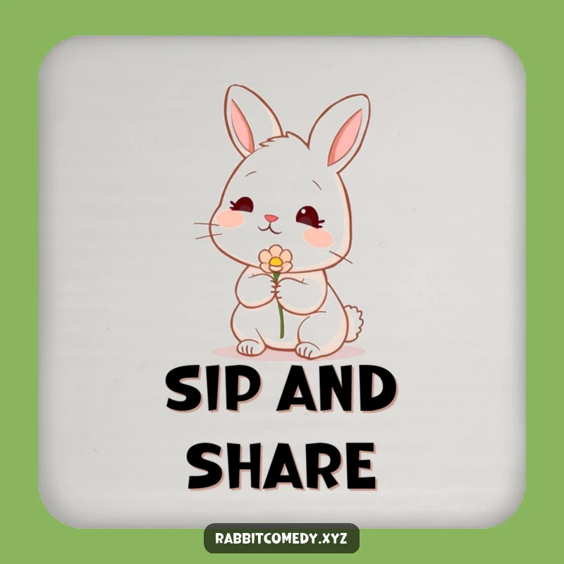 Funny Shy Rabbit Coaster: Protect Surfaces with Sweetness, A Hilarious Funny Gift!