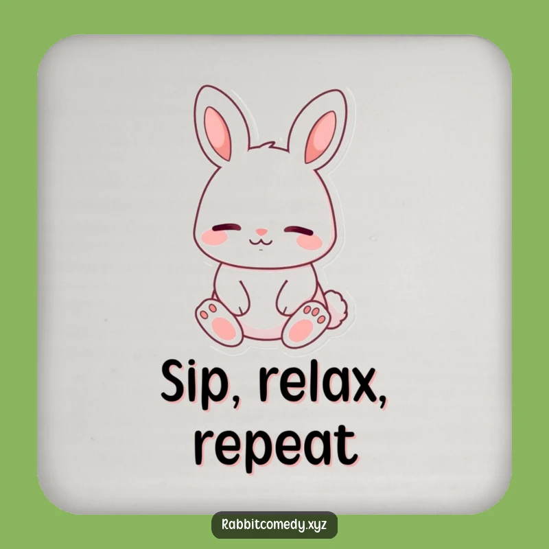 Funny Calm Rabbit Coaster, Peaceful Surface Protection, Humorous Table Decor