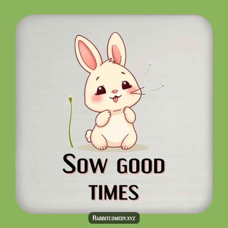 Funny Kawaii Rabbit Dandelion Drink Coaster - Protect Surfaces with Humorous Art