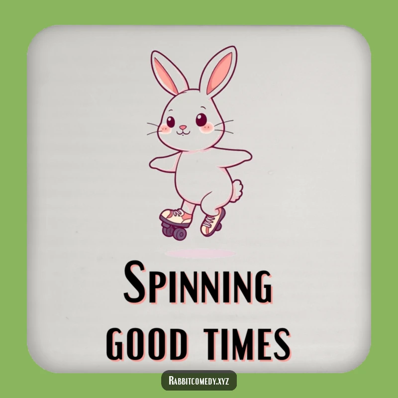 Funny Playful Rabbit Roller Skate Coaster: Absorbent Drink Humor Funny Gift