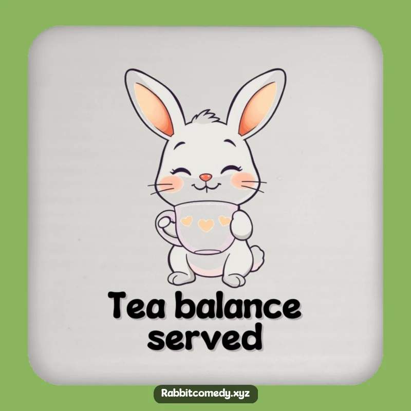 Funny Smiling Rabbit Teacup Coaster - Protect Surfaces with Chic Art