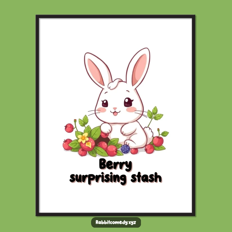 Funny Kawaii Rabbit Berry Secret Poster: Frame Your Surprise Delight