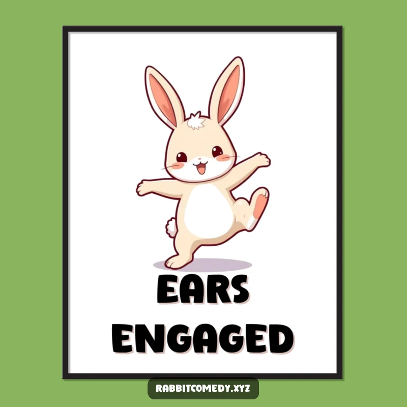 Funny Rabbit Cartwheel Poster: Vibrant Character Art Funny Gift