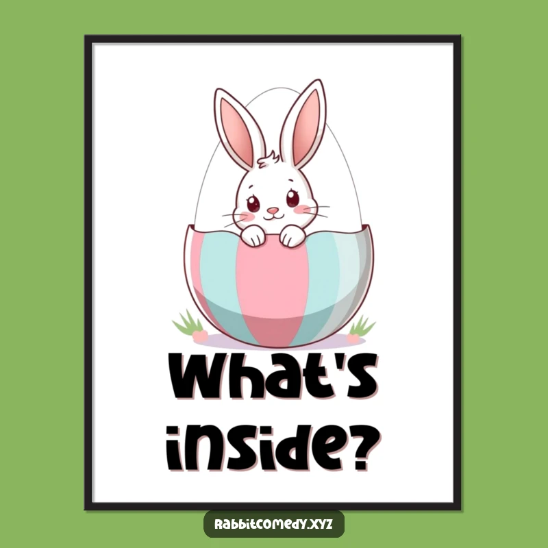 Funny Curious Rabbit Poster: Easter Egg Bunny Art, Humorous Wall Decor Gift