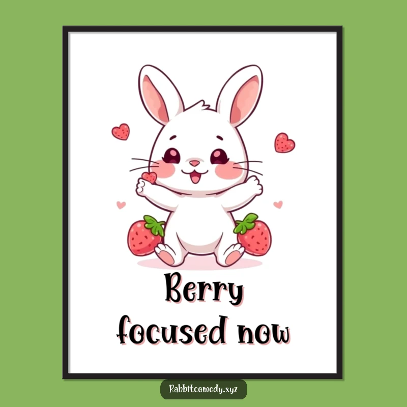 Funny Juggling Rabbit Poster, Berry Art Print, Whimsical Wall Decor Gift