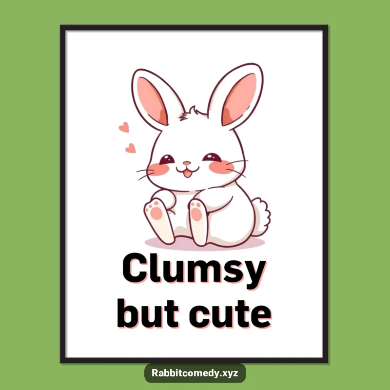 Funny Kawaii Rabbit Tripping Poster: Adorable Wall Art for a Good Laugh