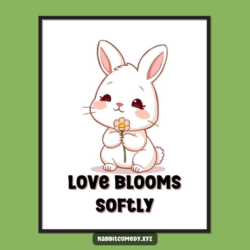 Funny Shy Rabbit Flower Poster: Share Sweetness on Your Walls, A Hilarious Funny Gift!