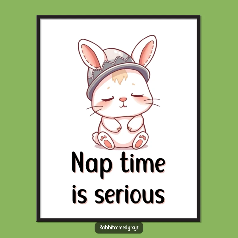 Funny Sleepy Rabbit Thimble Poster, Whimsical Wall Art for a Cozy Space
