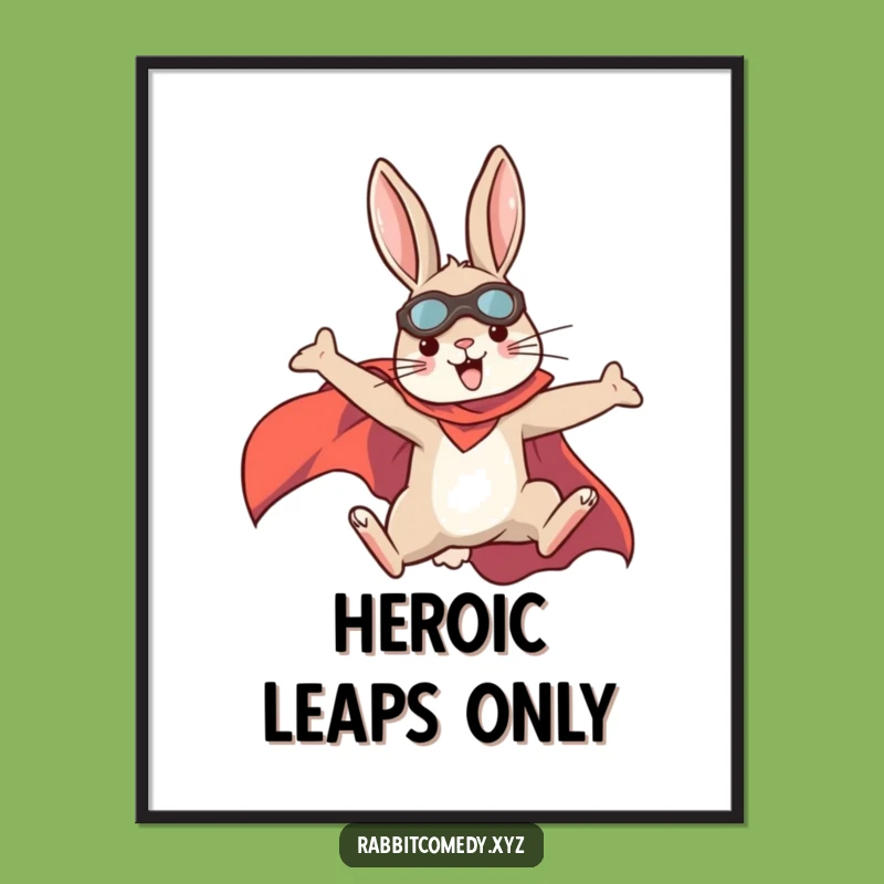 Funny Superhero Rabbit Leap Poster: Inspire Action on Your Walls, A Hilarious Funny Gift!