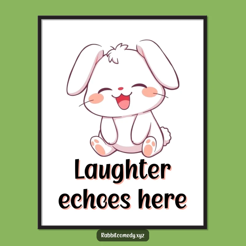 Funny Giggling Rabbit Art Poster: Laughter Scene, Whimsical Humorous Gift for Walls