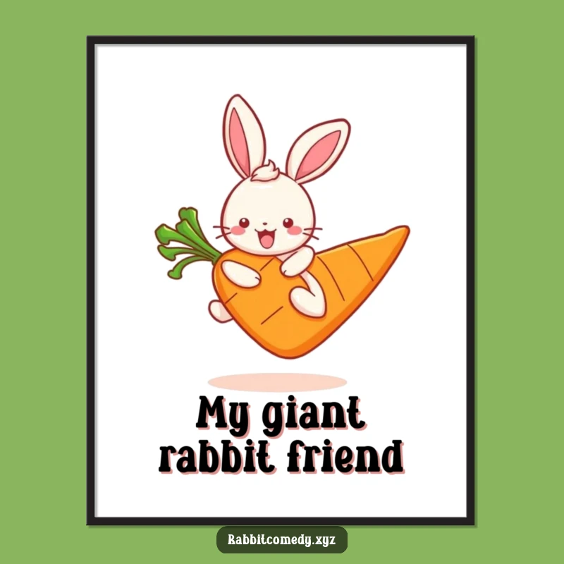 Funny Kawaii Rabbit Carrot Celebration Poster: Brighten Any Room with Joy
