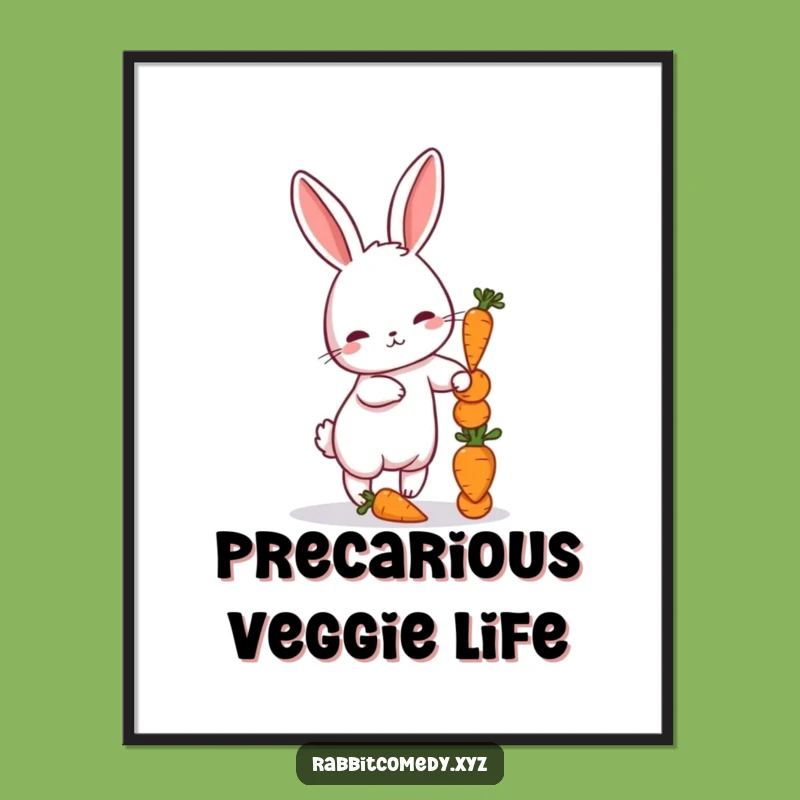 Funny Petite Rabbit Carrot Poster, Whimsical Wall Art for a Cheerful Space