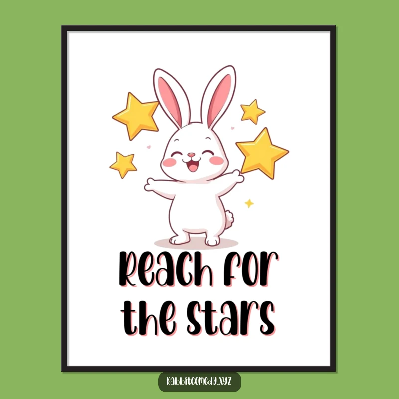 Funny Rabbit Juggling Stars Poster: Cheerful Character Art