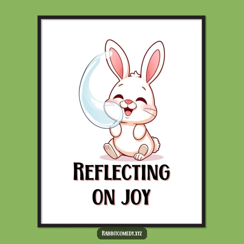 Funny Giggling Rabbit Bubble Poster: Reflective Character Art