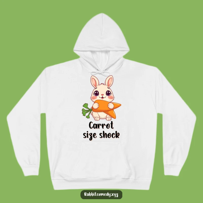 Funny Surprised Rabbit Carrot Hoodie: Cozy Shocked Character Funny Gift