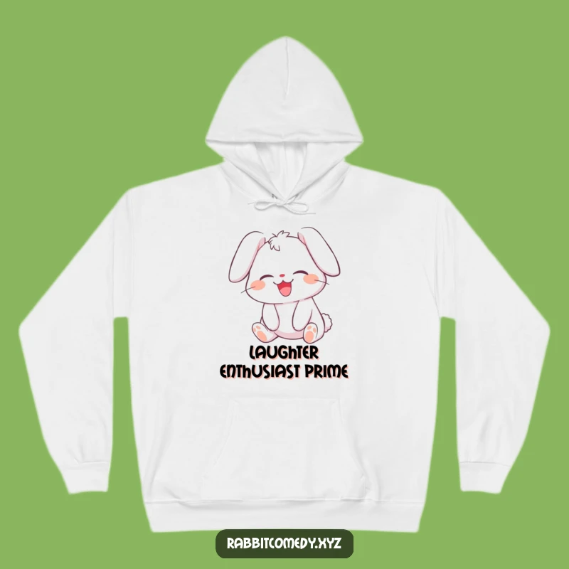 Cozy Funny Giggling Rabbit Hoodie: Flopped Ears Fun, Warm Humorous Gift for Comfort