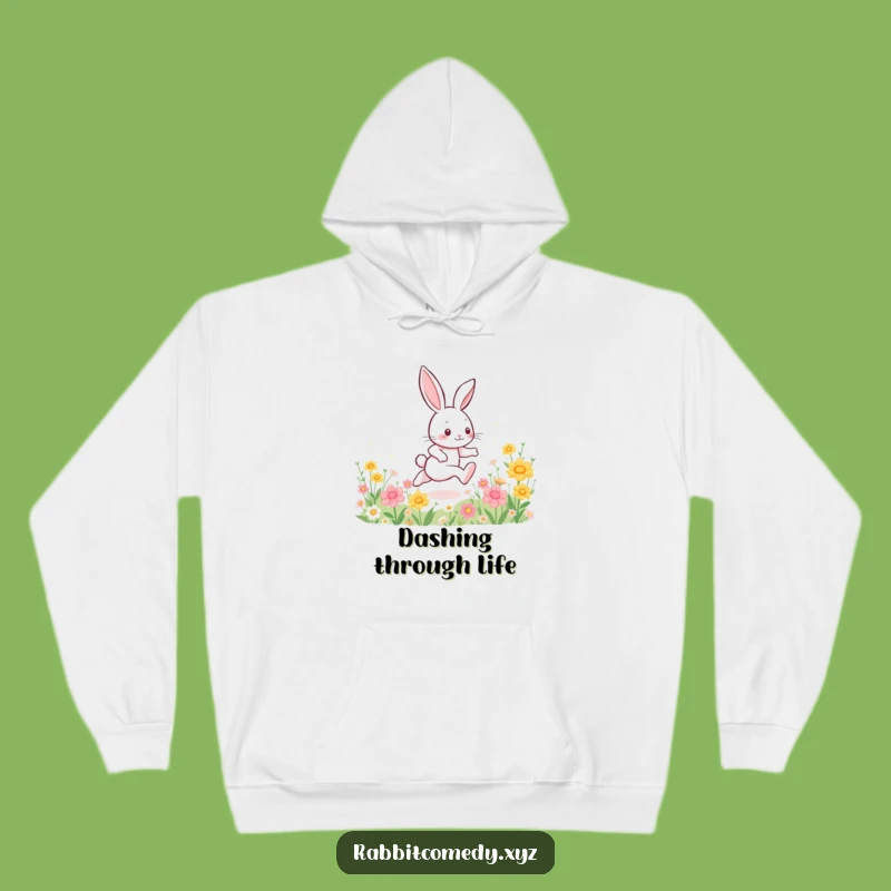 Funny Energetic Rabbit Hoodie, Cozy Sparkle Trail, Warm Humorous Apparel