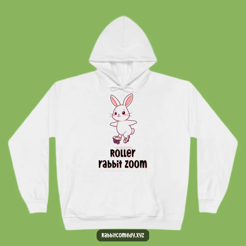 Funny Playful Rabbit Roller Skate Hoodie: Cozy Spinning Character Funny Gift