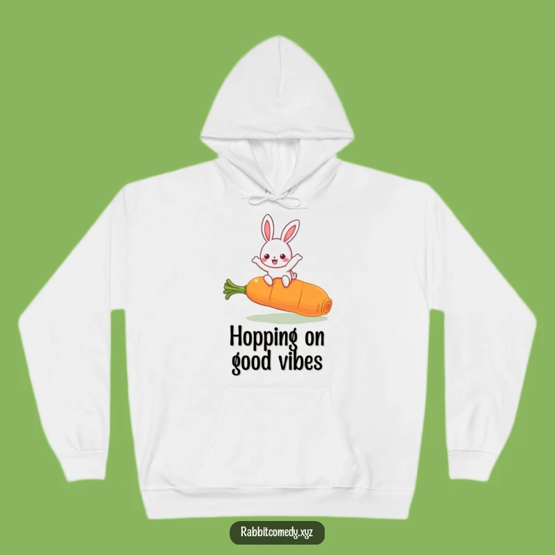 Cozy Funny Kawaii Rabbit Leaping Carrot Hoodie: Warm and Hilarious Funny Gift