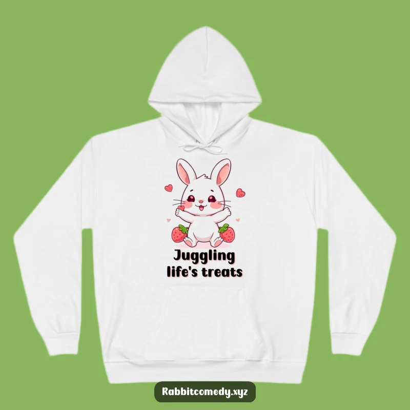 Funny Juggling Rabbit Hoodie, Cozy Berry Master Tee, Warm Humorous Apparel