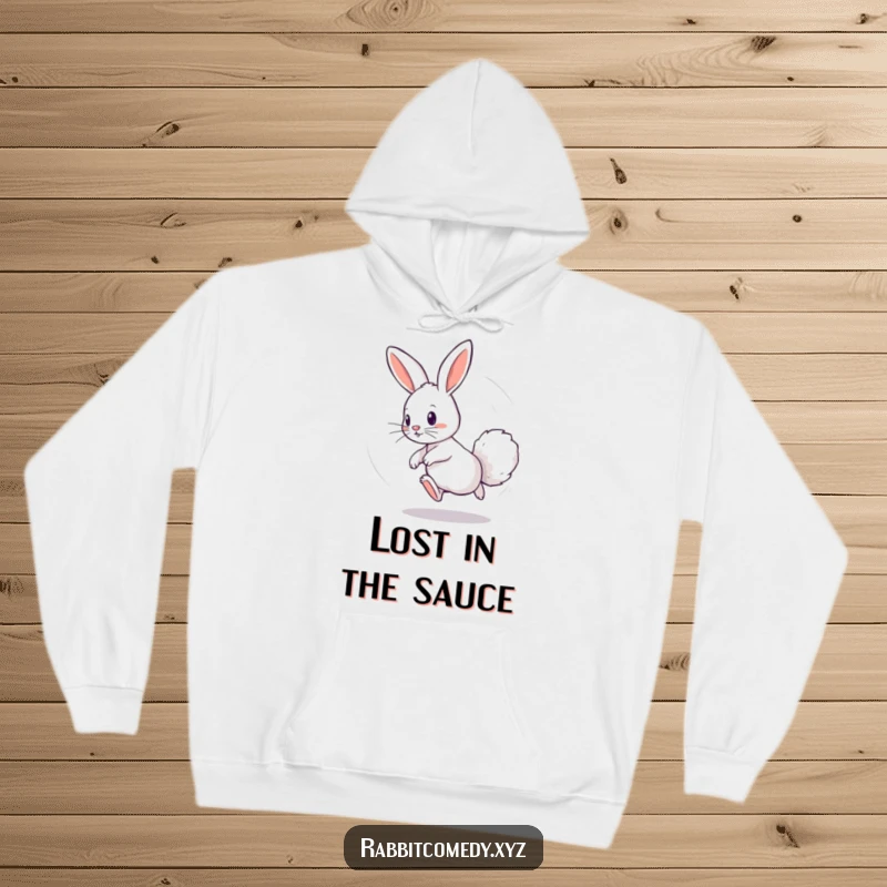Funny hoodie featuring a playful rabbit chasing its fluffy tail in a dizzying circle, offering warmth and a dose of energetic, whimsical fun.