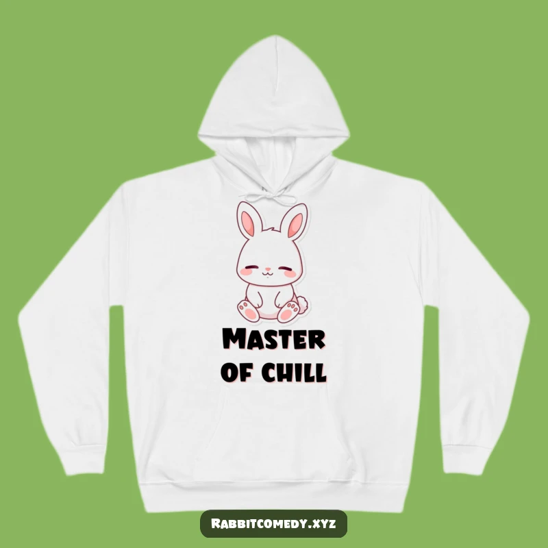 Funny Calm Rabbit Hoodie, Cozy Peaceful Comfort, Warm Humorous Apparel