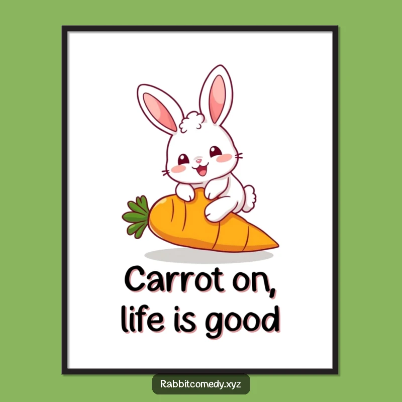 Funny Free Printable Wall Art: Kawaii Rabbit & Carrot Joyful Downloadable Art