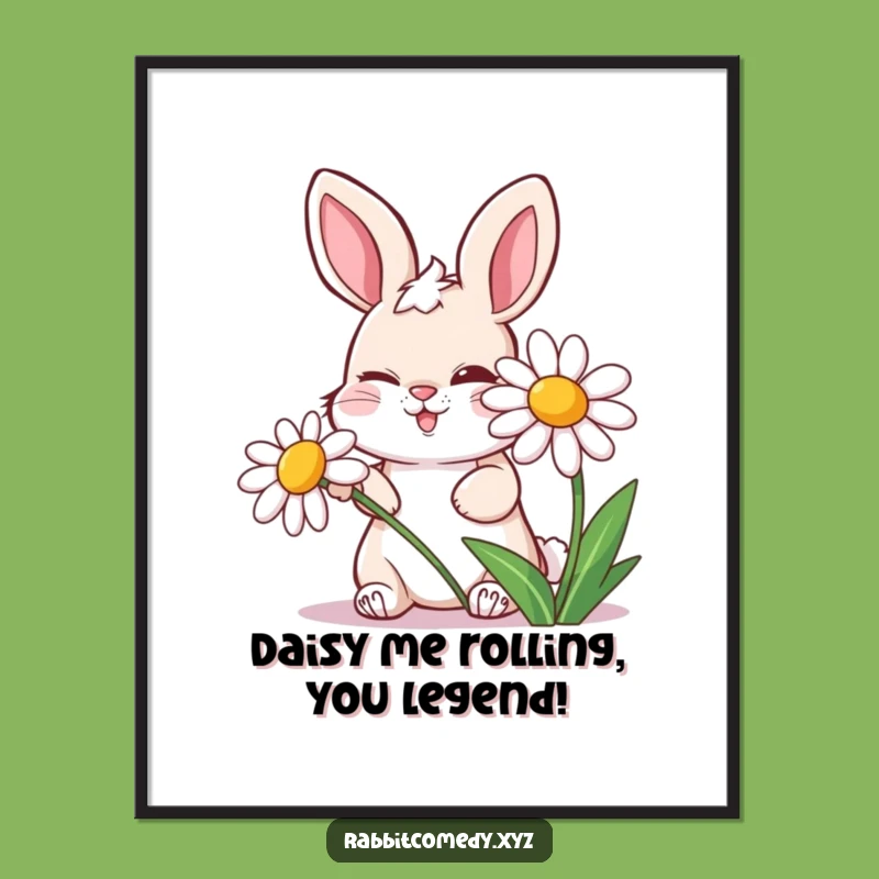 Free Printable Wall Art: Mischievous Rabbit & Daisy, Funny Downloadable Art for Playful Decor!