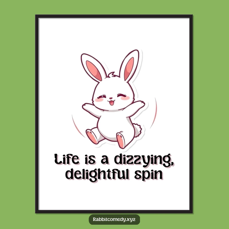 Free Printable Wall Art: Bouncing Rabbit's Happy Spin - Funny Downloadable Decor