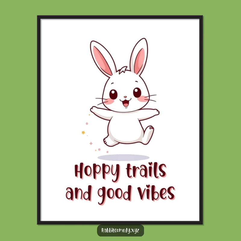 Free Printable Wall Art: Joyful Rabbit Hopping, Sparkly Dust, Funny Downloadable Decor