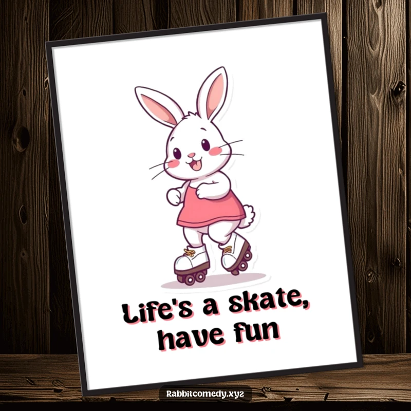 Funny Free Printable Wall Art: A rabbit on roller skates in a dynamic spin, adding playful energy to your decor.