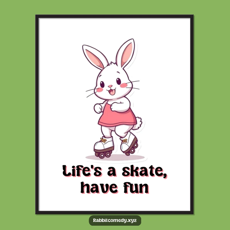 Free Printable Wall Art: Whimsical Roller Skating Rabbit for Playful Decor