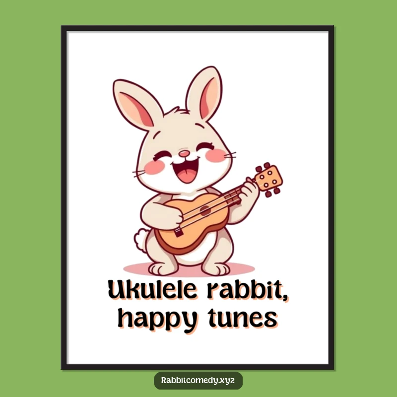 Free Printable Wall Art: Happy Rabbit Ukulele, Funny Decor Downloadable