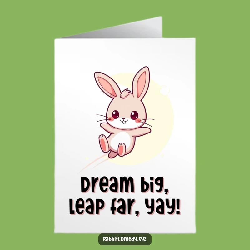 Free Printable Birthday Card: Determined Rabbit Moonbeam Leap Funny Downloadable Gift