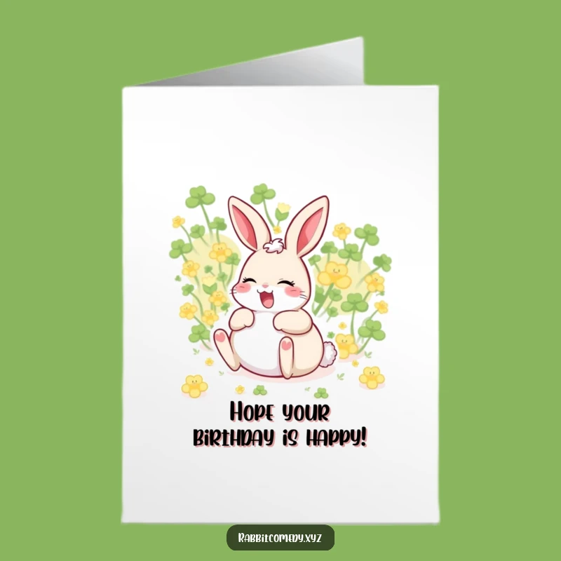 Free Printable Birthday Card: Giggling Rabbit Clover Fun, Perfect Downloadable!