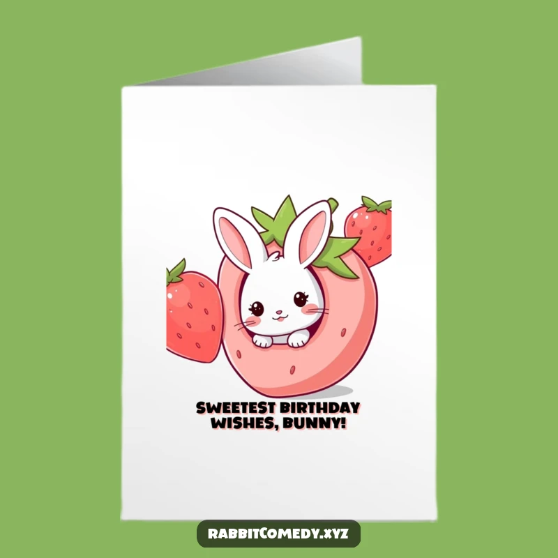 Free Printable Kawaii Strawberry Rabbit Birthday Card: Sweet Downloadable Gift for a Fruity Celebration