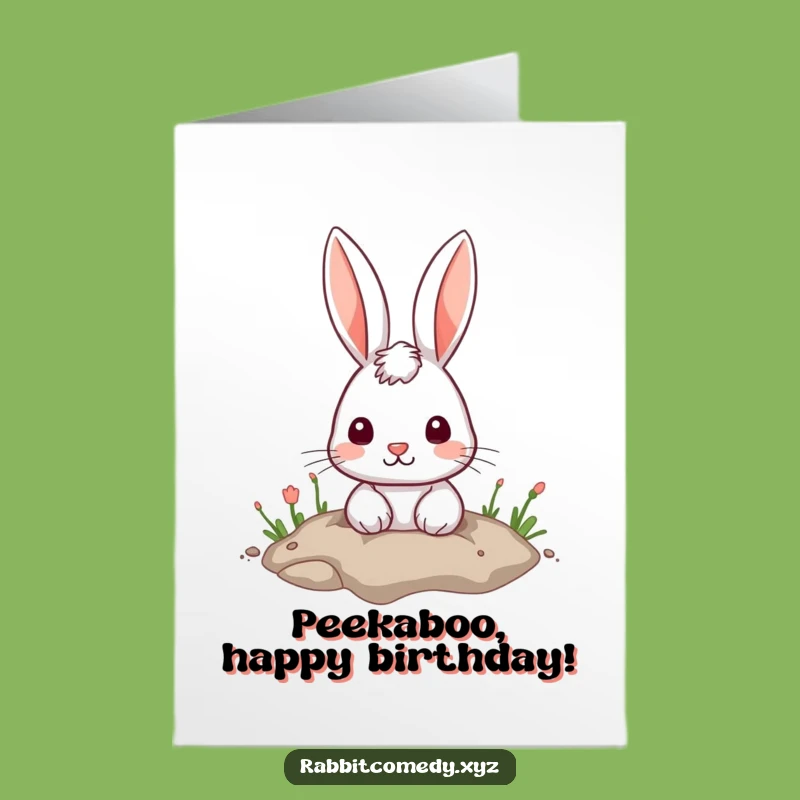 Free Printable Peek-a-Boo Rabbit Birthday Card - Cute Downloadable Greeting