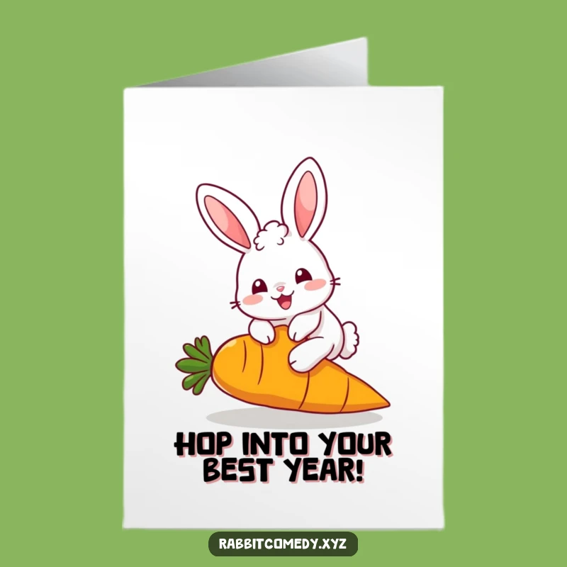 Free Printable Birthday Card: Kawaii Rabbit & Carrot Funny Downloadable Gift