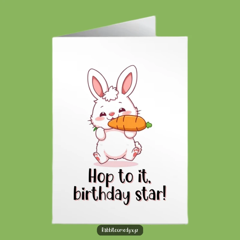 Free Printable Birthday Card: Rabbit Carrot Balance - Hilarious Downloadable Gift