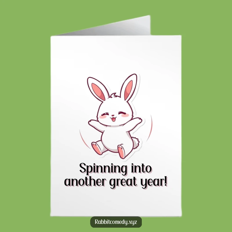 Free Printable Birthday Card: Bouncing Rabbit Spinning Fun - Funny Card Downloadable Gift