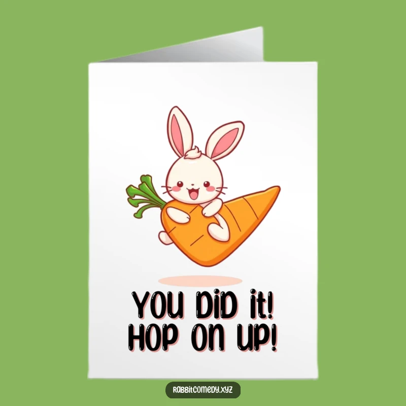 Free Printable Congrats Card: Kawaii Rabbit's Giant Carrot Hop Celebration