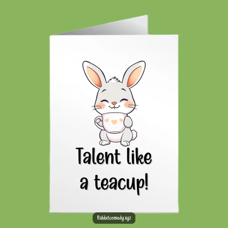 Free Printable Congrats Card: Rabbit Teacup Poise, Downloadable Classy Gift
