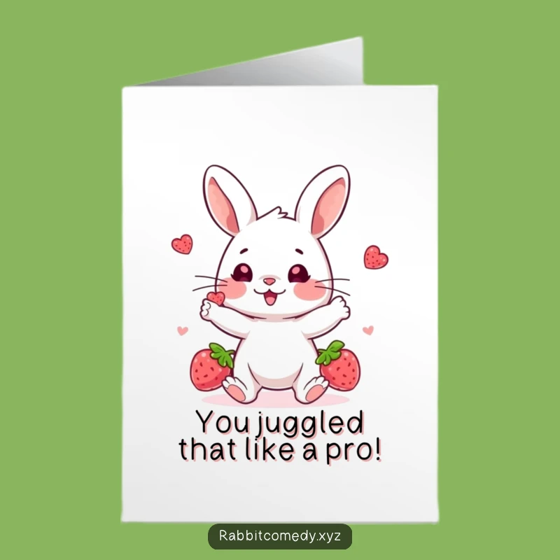 Free Printable Juggling Rabbit Congrats Card - Funny Downloadable Gift for Smiles