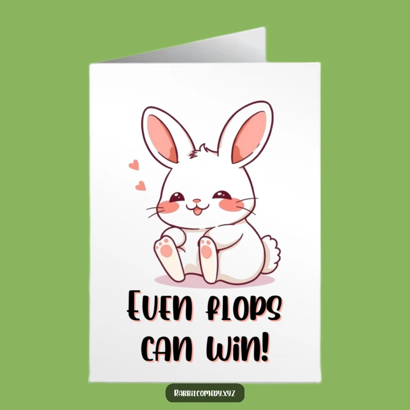 Free Printable Kawaii Rabbit Congrats Card: Funny Tripping Design Downloadable