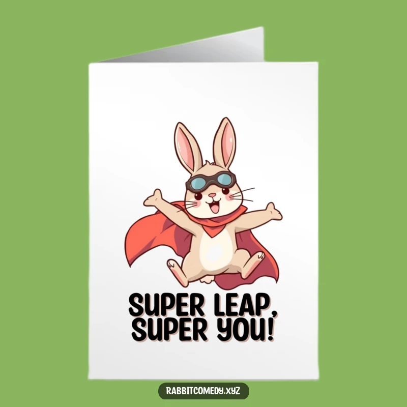 Free Printable Superhero Rabbit Congrats Card: Funny Leaping Hero, Downloadable Celebration