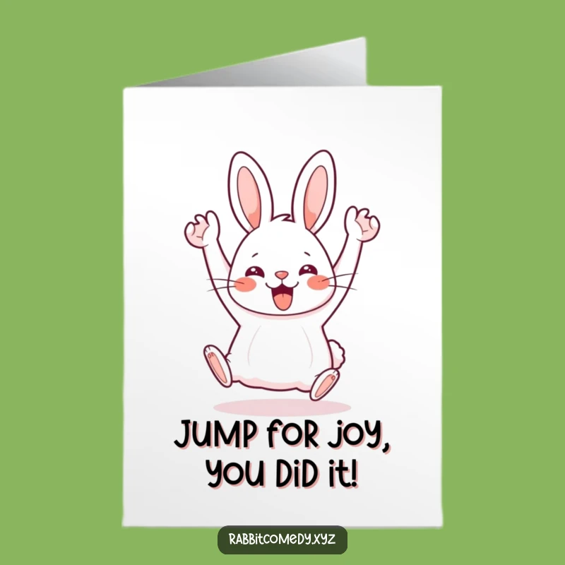 Free Printable Kawaii Rabbit Hop Congrats Card: Hilarious Downloadable Gift for Exuberant Wins